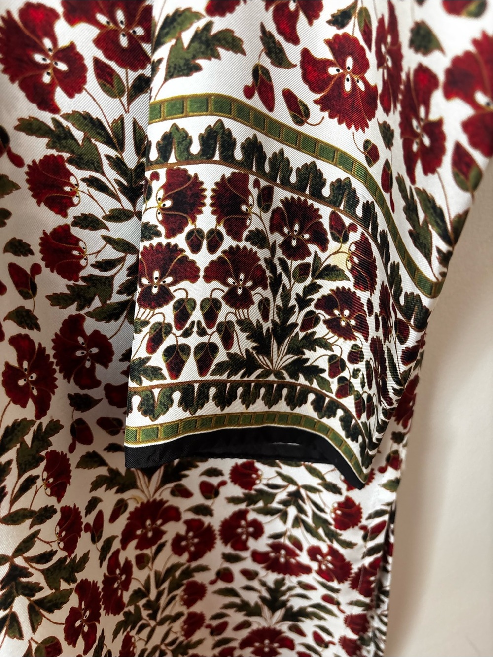 eskandar Red and Green Floral Cream Blouse size 0 - Picture 5 of 15
